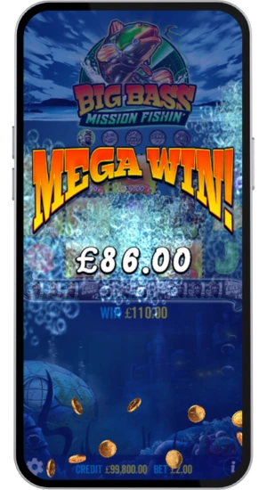 Big Bass Mission Fishin mega win animation